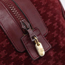 CELINE Macadam Canvas Boston Bag Suede Bordeaux Gold Auth 199667-10