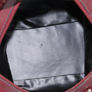 CELINE Macadam Canvas Boston Bag Suede Bordeaux Gold Auth 199667-11