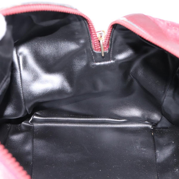 CELINE Macadam Canvas Boston Bag Suede Bordeaux Gold Auth 199667