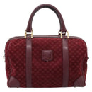 CELINE Macadam Canvas Boston Bag Suede Bordeaux Gold Auth 199667-13