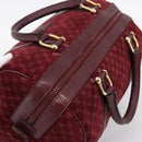 CELINE Macadam Canvas Boston Bag Suede Bordeaux Gold Auth 199667-6