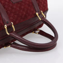CELINE Macadam Canvas Boston Bag Suede Bordeaux Gold Auth 199667-7