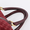 CELINE Macadam Canvas Boston Bag Suede Bordeaux Gold Auth 199667-8