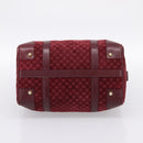CELINE Macadam Canvas Boston Bag Suede Bordeaux Gold Auth 199667-5