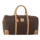 CELINE Macadam Canvas Boston Bag PVC Leather Brown Gold Auth 199669A-1