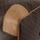CELINE Macadam Canvas Boston Bag PVC Leather Brown Gold Auth 199669A-12