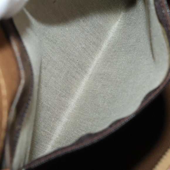 CELINE Macadam Canvas Boston Bag PVC Leather Brown Gold Auth 199669A