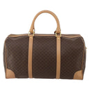 CELINE Macadam Canvas Boston Bag PVC Leather Brown Gold Auth 199669A-3