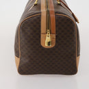 CELINE Macadam Canvas Boston Bag PVC Leather Brown Gold Auth 199669A-5