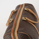 CELINE Macadam Canvas Boston Bag PVC Leather Brown Gold Auth 199669A-6