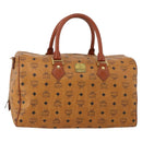 MCM Logogram Vicetos Boston Bag PVC Leather Brown Gold Auth 199670-1