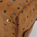 MCM Logogram Vicetos Boston Bag PVC Leather Brown Gold Auth 199670-14