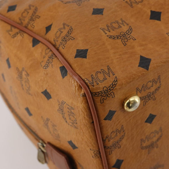 MCM Logogram Vicetos Boston Bag PVC Leather Brown Gold Auth 199670