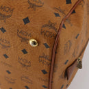 MCM Logogram Vicetos Boston Bag PVC Leather Brown Gold Auth 199670-16