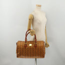 MCM Logogram Vicetos Boston Bag PVC Leather Brown Gold Auth 199670-22