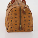 MCM Logogram Vicetos Boston Bag PVC Leather Brown Gold Auth 199670-4
