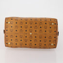 MCM Logogram Vicetos Boston Bag PVC Leather Brown Gold Auth 199670-5