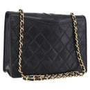 CHANEL Matelasse Chain Shoulder Bag Lamb Skin Black Gold CC Auth 199673V-1