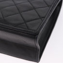 CHANEL Matelasse Chain Shoulder Bag Lamb Skin Black Gold CC Auth 199673V-14