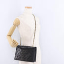 CHANEL Matelasse Chain Shoulder Bag Lamb Skin Black Gold CC Auth 199673V-22