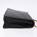CHANEL Matelasse Chain Shoulder Bag Lamb Skin Black Gold CC Auth 199673V-3