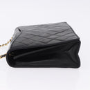 CHANEL Matelasse Chain Shoulder Bag Lamb Skin Black Gold CC Auth 199673V-4