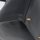 FENDI Boston Bag Leather Black Gold Auth 199674V-16
