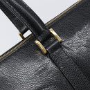FENDI Boston Bag Leather Black Gold Auth 199674V-10