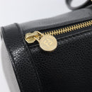 FENDI Boston Bag Leather Black Gold Auth 199674V-18