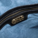 FENDI Boston Bag Leather Black Gold Auth 199674V-11
