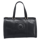 FENDI Boston Bag Leather Black Gold Auth 199674V-13