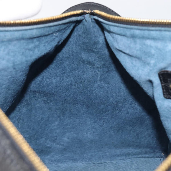 FENDI Boston Bag Leather Black Gold Auth 199674V
