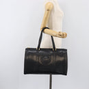 FENDI Boston Bag Leather Black Gold Auth 199674V-23