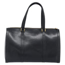 FENDI Boston Bag Leather Black Gold Auth 199674V-2