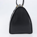 FENDI Boston Bag Leather Black Gold Auth 199674V-3