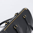 FENDI Boston Bag Leather Black Gold Auth 199674V-6