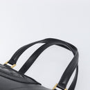 FENDI Boston Bag Leather Black Gold Auth 199674V-8