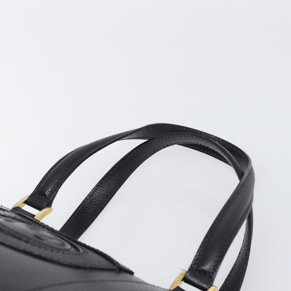 FENDI Boston Bag Leather Black Gold Auth 199674V