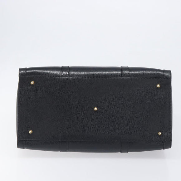 FENDI Boston Bag Leather Black Gold Auth 199674V