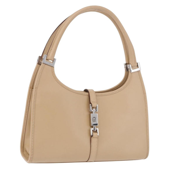 GUCCI Jackie Hand Bag Leather Beige Silver 002 1068 Auth 199675V