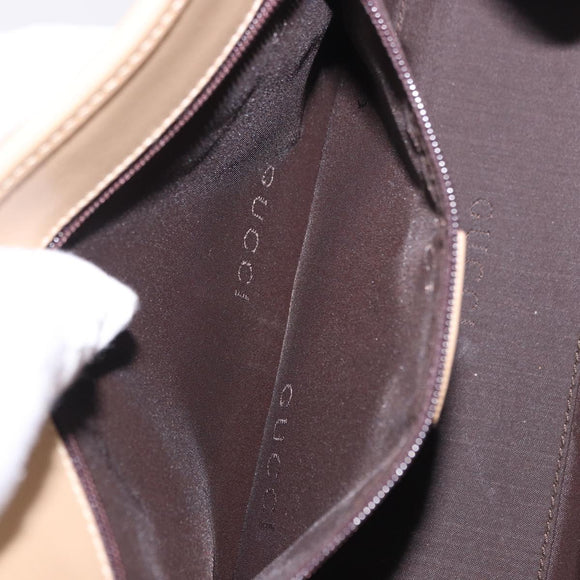 GUCCI Jackie Hand Bag Leather Beige Silver 002 1068 Auth 199675V