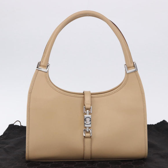 GUCCI Jackie Hand Bag Leather Beige Silver 002 1068 Auth 199675V