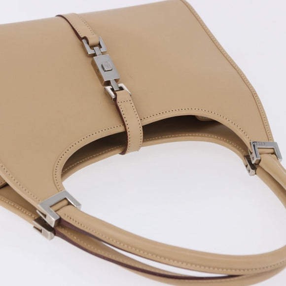 GUCCI Jackie Hand Bag Leather Beige Silver 002 1068 Auth 199675V