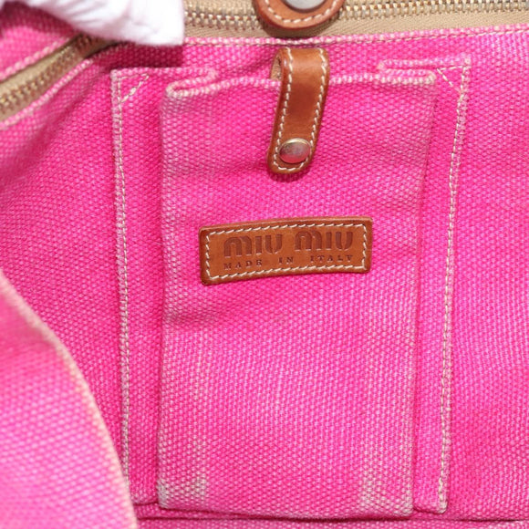 Miu Miu Tote Bag Canvas Pink Auth 199676