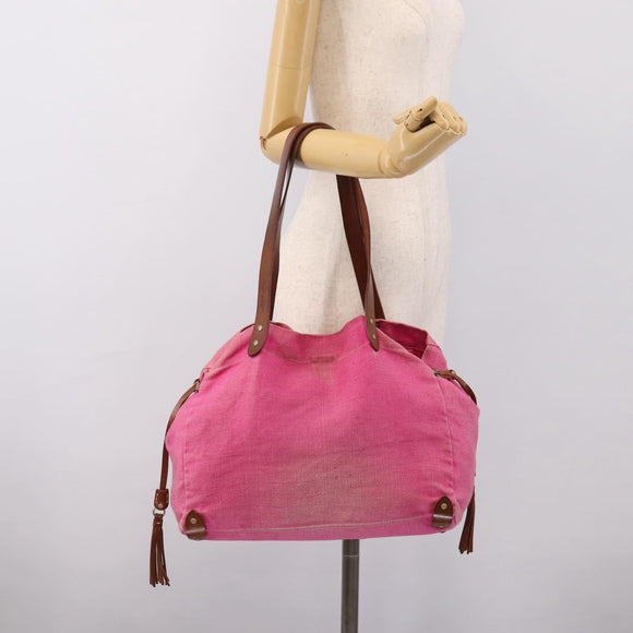 Miu Miu Tote Bag Canvas Pink Auth 199676