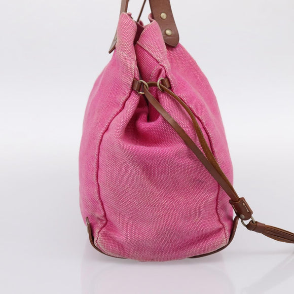 Miu Miu Tote Bag Canvas Pink Auth 199676