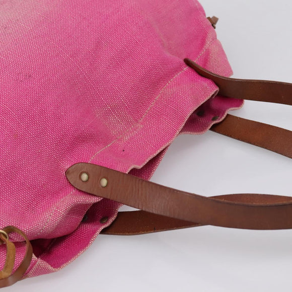Miu Miu Tote Bag Canvas Pink Auth 199676