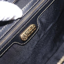 FENDI Pecan Canvas Boston Bag PVC Black Brown gold Auth 199677V-16