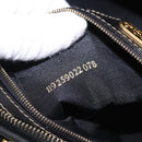FENDI Pecan Canvas Boston Bag PVC Black Brown gold Auth 199677V-22