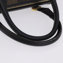 FENDI Pecan Canvas Boston Bag PVC Black Brown gold Auth 199677V-7